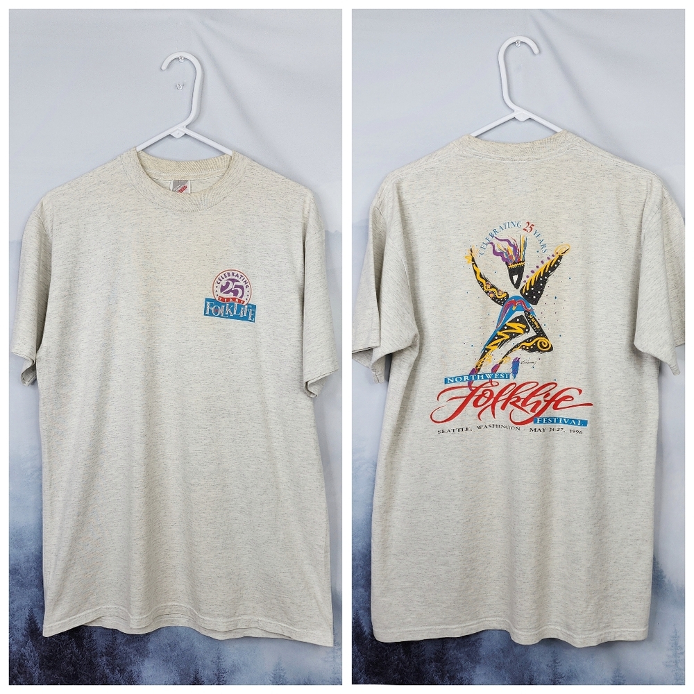 VTG Folklife Seattle 1996 25th Anniversary Graphic Tee Jerzees Large